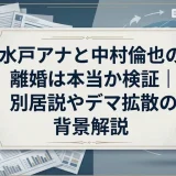 水戸アナと中村倫也の離婚は本当か検証｜別居説やデマ拡散の背景解説
