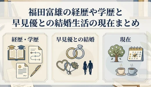 福田富雄の経歴や学歴と早見優との結婚生活の現在まとめ